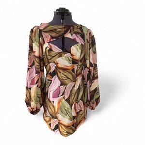 Acler Multicolor Leaf Print Mini Dress